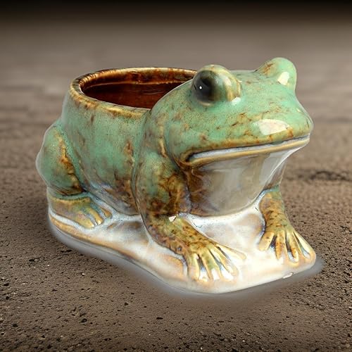 Miniatura 4 de Hill's Park's Maceta de rana de 6.5 x 4 pulgadas, capacidad para macetas de 3 pulgadas, maceta única de animales para decoración de interiores y