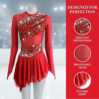 LIUHUO Figure Skating Dress - Black Velvet Dress for Girls Competition