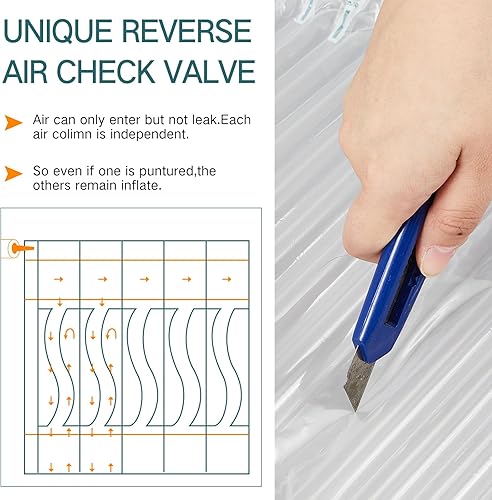 Miniatura 9 de PerKoop Almohadas de aire inflables de 8 x 175 pies para envío, embalaje grande de burbujas con bomba, rollo de envoltura de amortiguación de