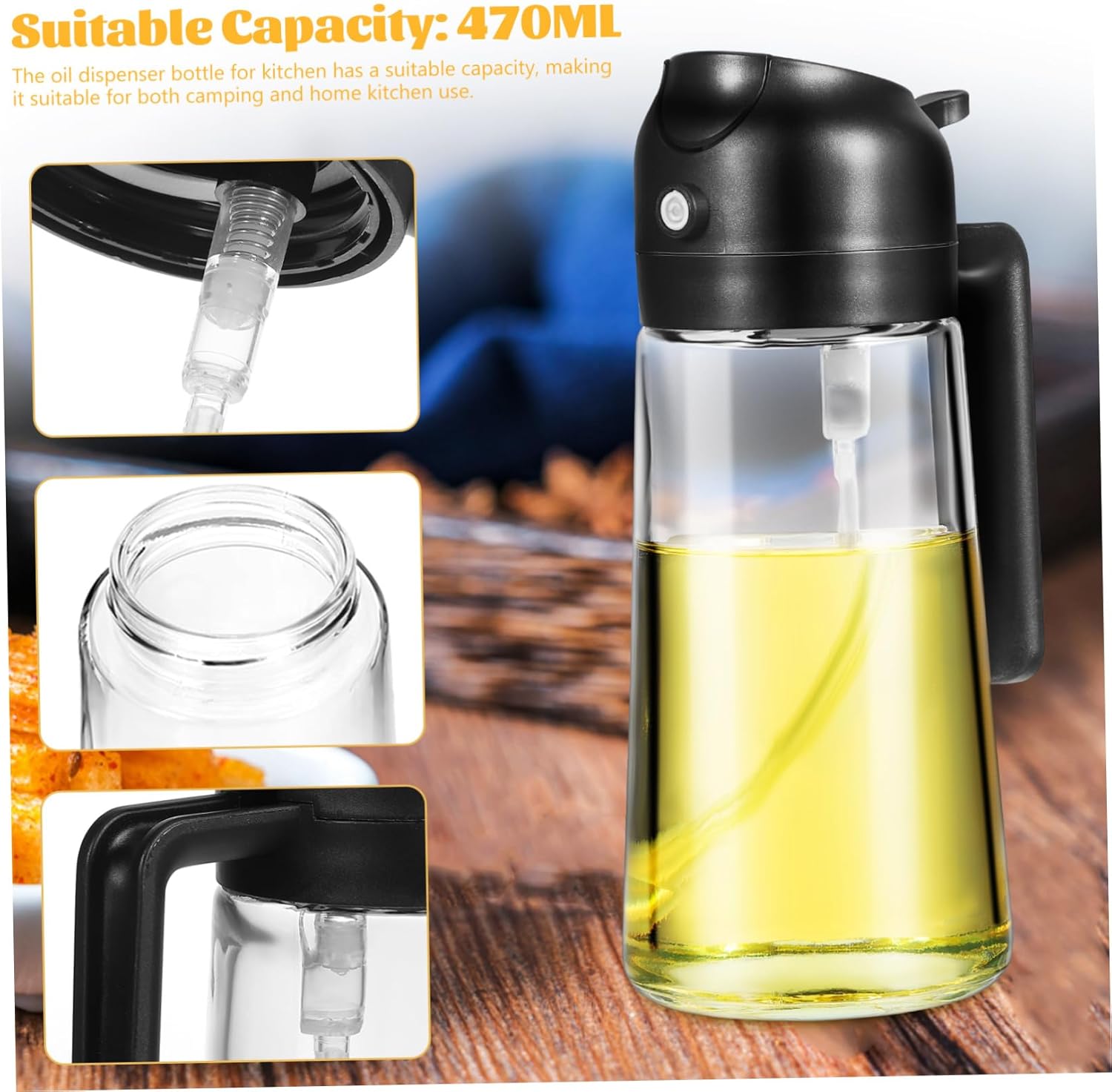Oil Dispenser Spray Bottle Glass Olive Oil Dispenser Pump Bottle Leakproof Design Easy to Use