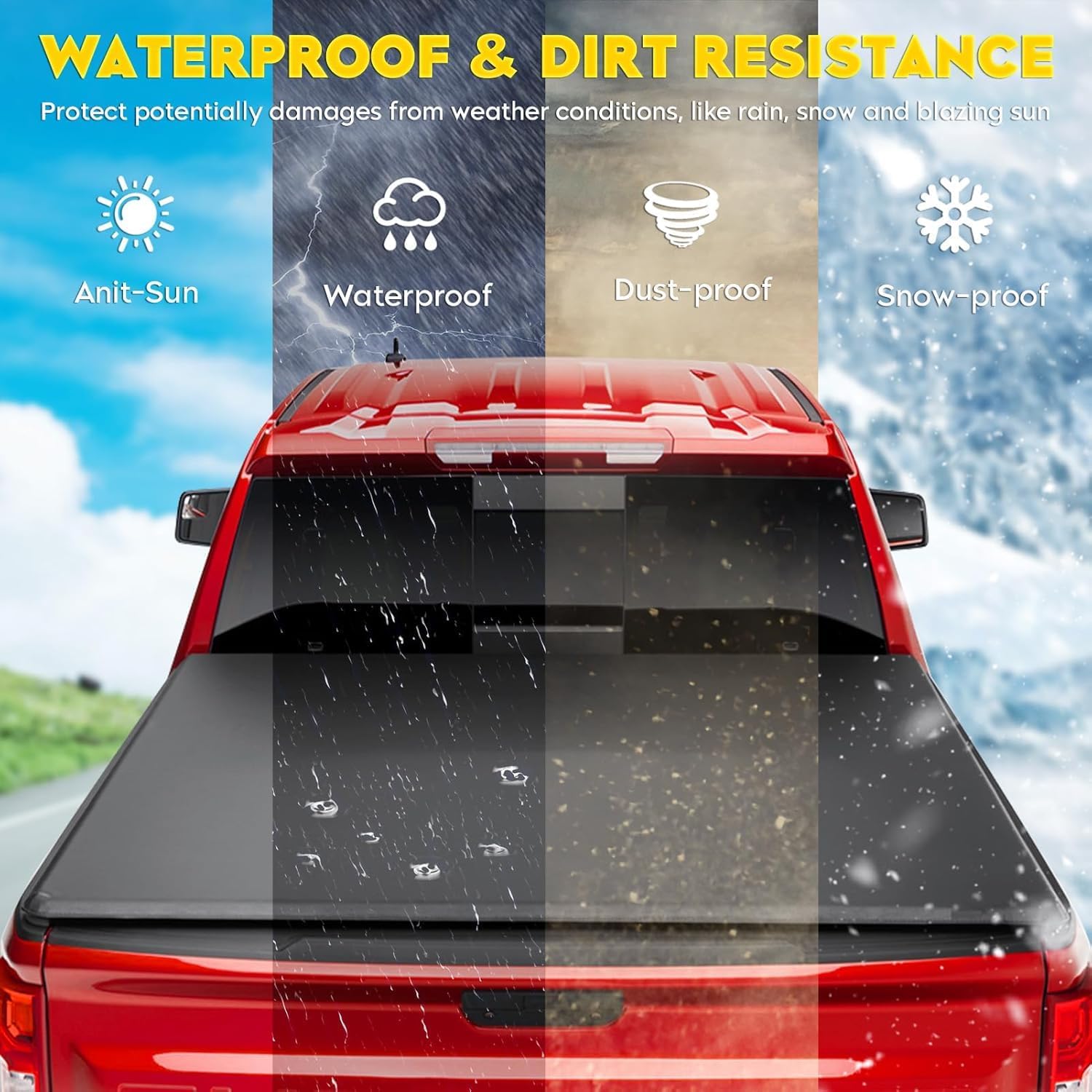 6.5ft Soft Quad Fold Truck Bed Tonneau Cover for 2003-2026 Dodge Ram 2500 3500 w/o Rambox, 6.5ft (78") Fleetside/Styleside Bed