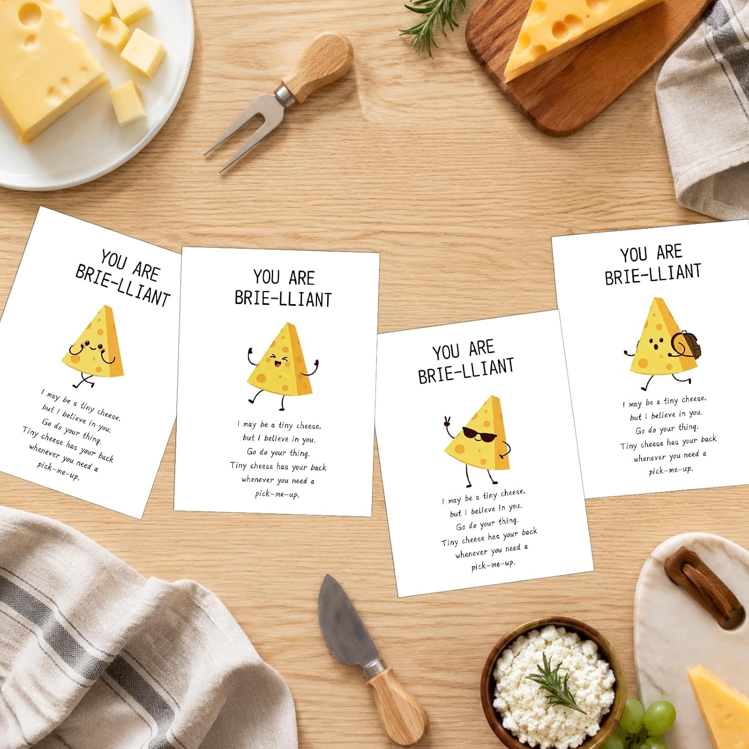 50 Sets Inspirational Cheese Bulk Employee Appreciation Gifts Bulk Emotional Positive Resin Gifts for Women Men Coworkers Office Staff Gifts