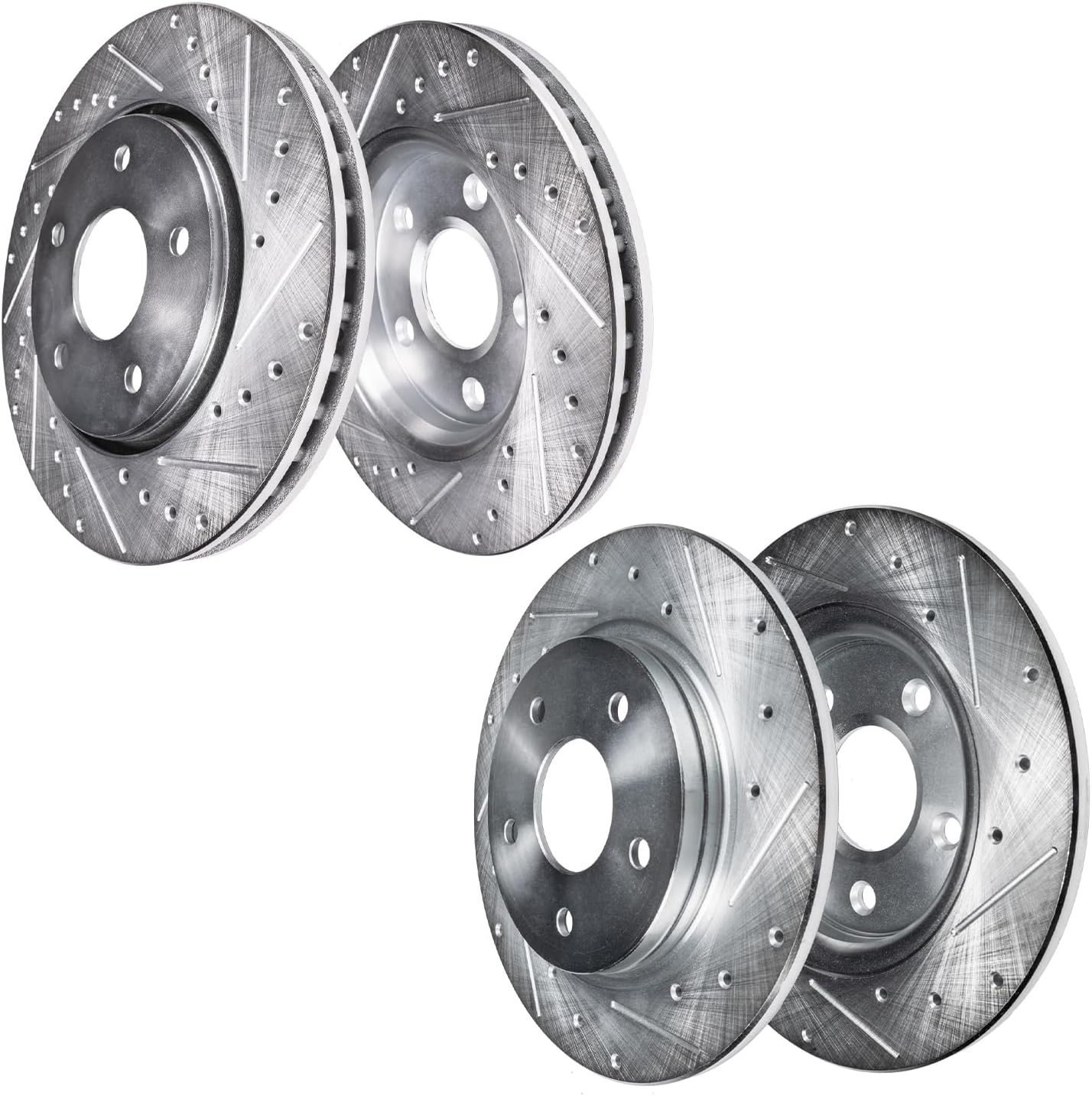 Detroit Axle - Brake Rotors for 2014-2019 Mercedes-Benz CLA250, 2015-2020 GLA250 [with Sport Package], 12.60" Front and 11.61" Rear Drilled Slotted Disc Replacement