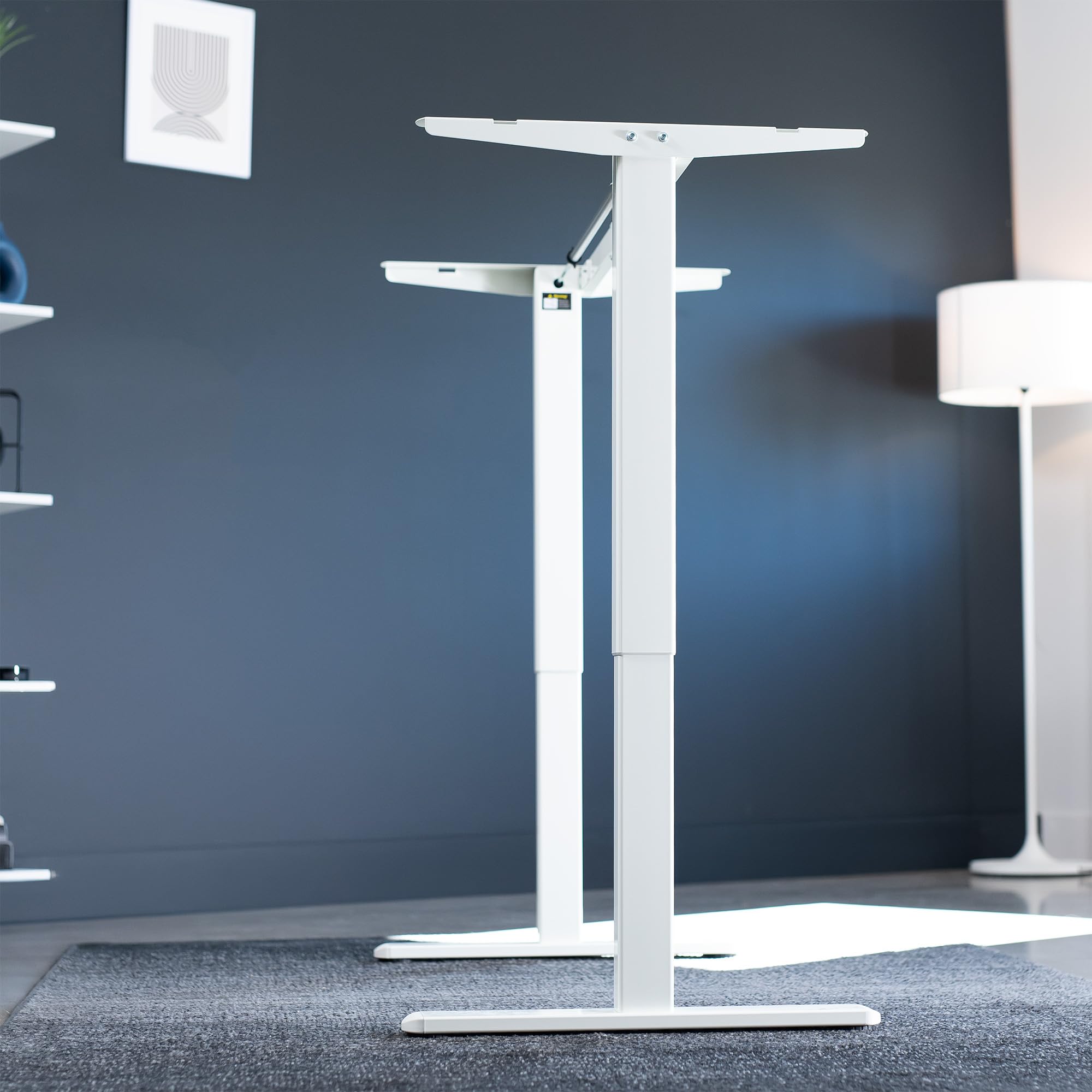 VIVO Electric Stand Up Desk Frame Workstation Single Motor Ergonomic Standing Height Adjustable Base with Simple Controller White — view 2