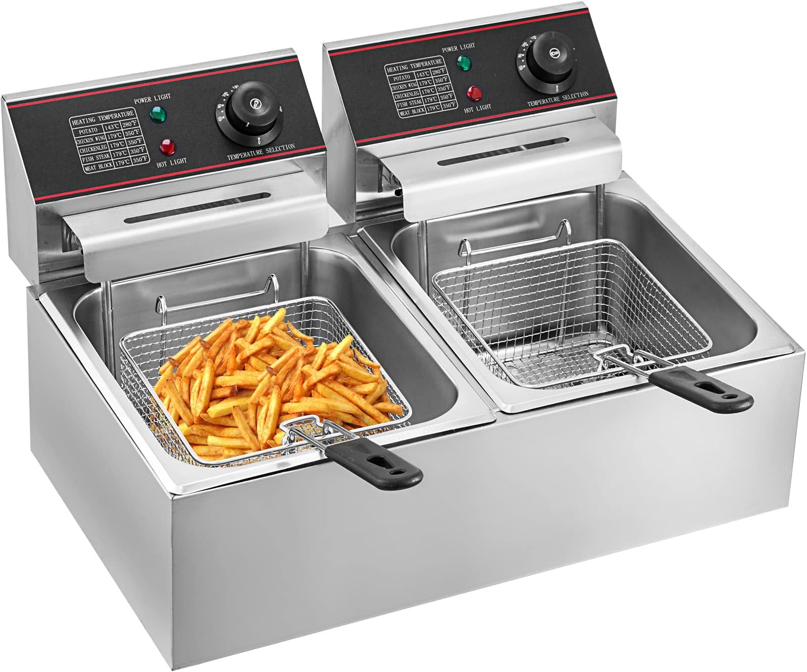 Friteuse Double Professionnelle 2x8L – Inox électrique – Commerciale – Vertes