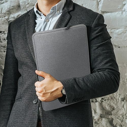 Miniatura 6 de Funda para laptop de 15.6 pulgadas para MacBook Pro de 15.6 pulgadas, funda acolchada de poliéster impermeable delgada con bolsillo pequeño, gris