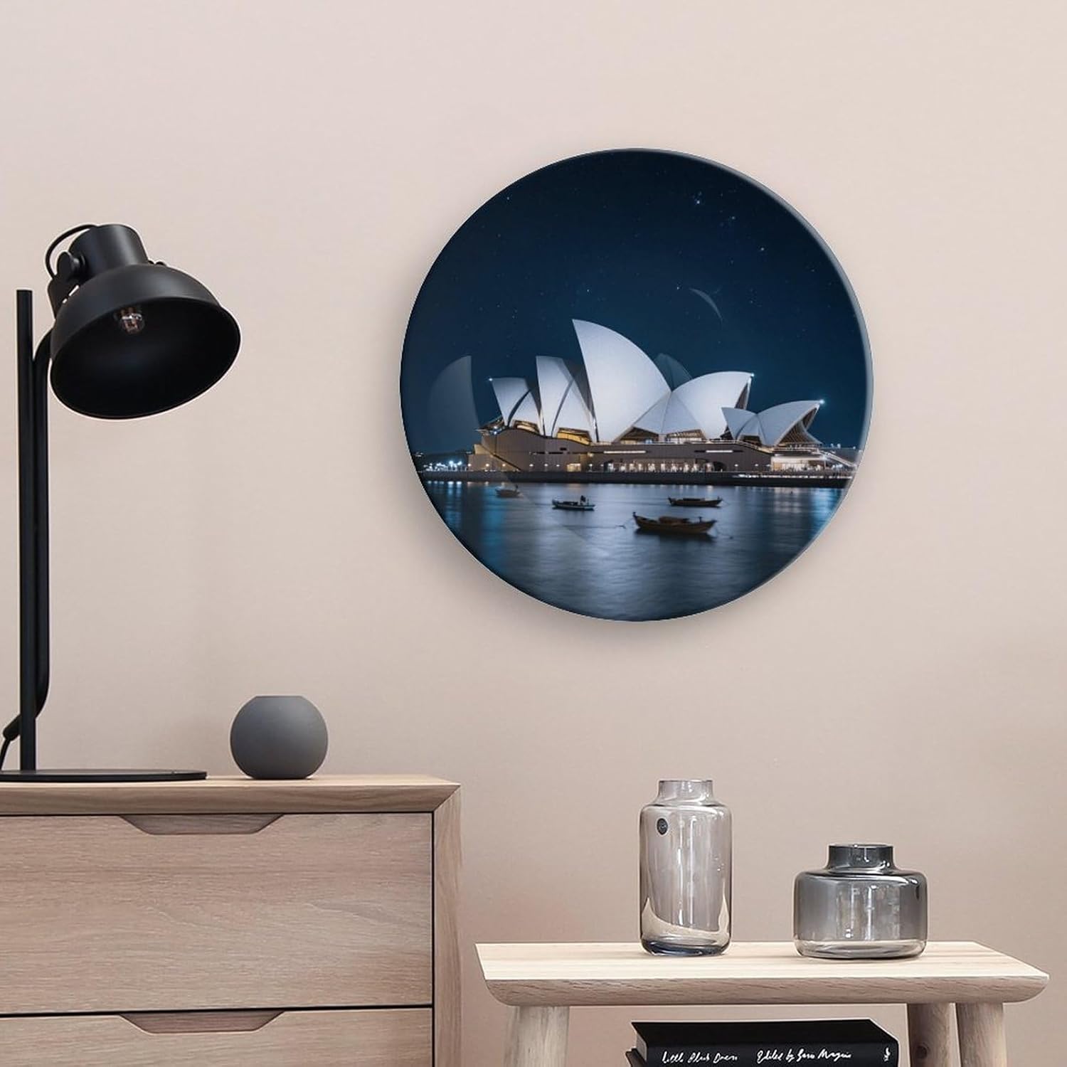 Bone China Decorative Plates Sydney Opera House Ceramic Decorative Plate Wall Decor with Display Stand Ceramic Ornaments for Wall Hanging Decoration