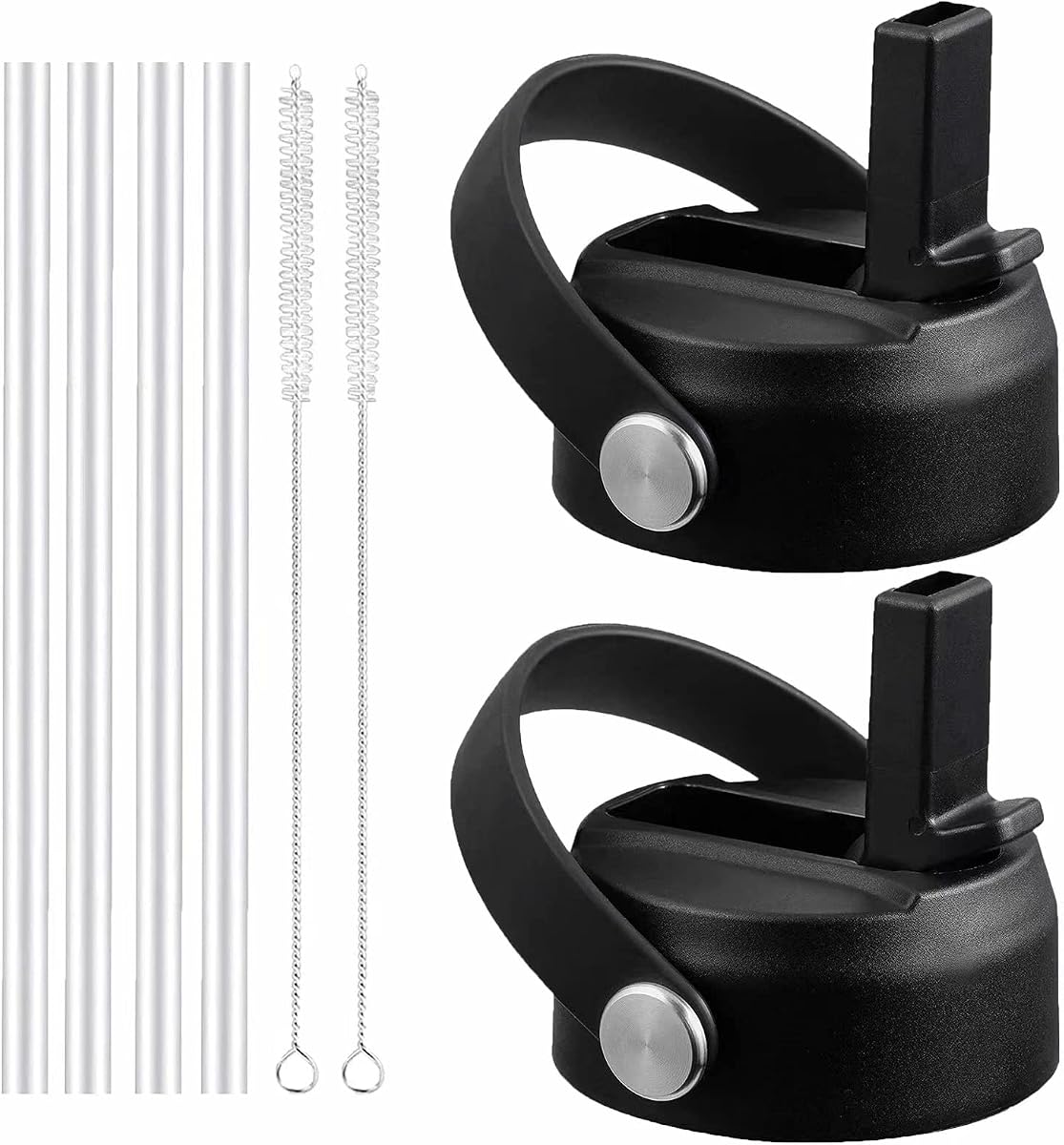 Tapa de paja para botellas de agua de boca ancha Hydro Flask, tapas superiores con pajita compatible con Hydro Flask 32 40 oz, tapa de repuesto, accesorios de boca ancha, tapa abatible, mango flexible