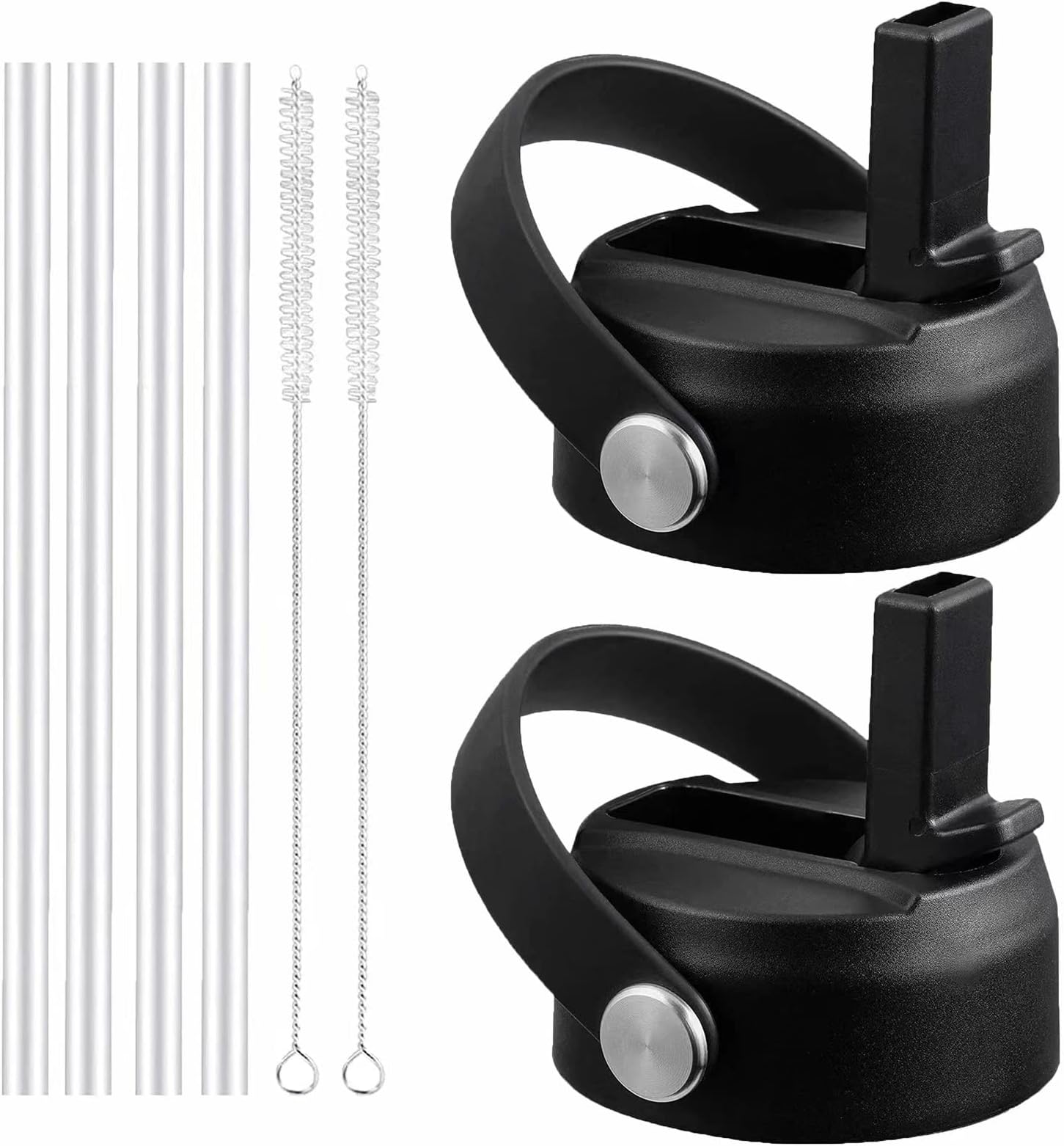 Straw Lid for Hydro Flask Wide Mouth Water Bottles, Top Lids with Straw Compatible with Hydro Flask 32 40 oz, Replacement Cap Wide Mouth Accessories Flip Lid Flex Handle