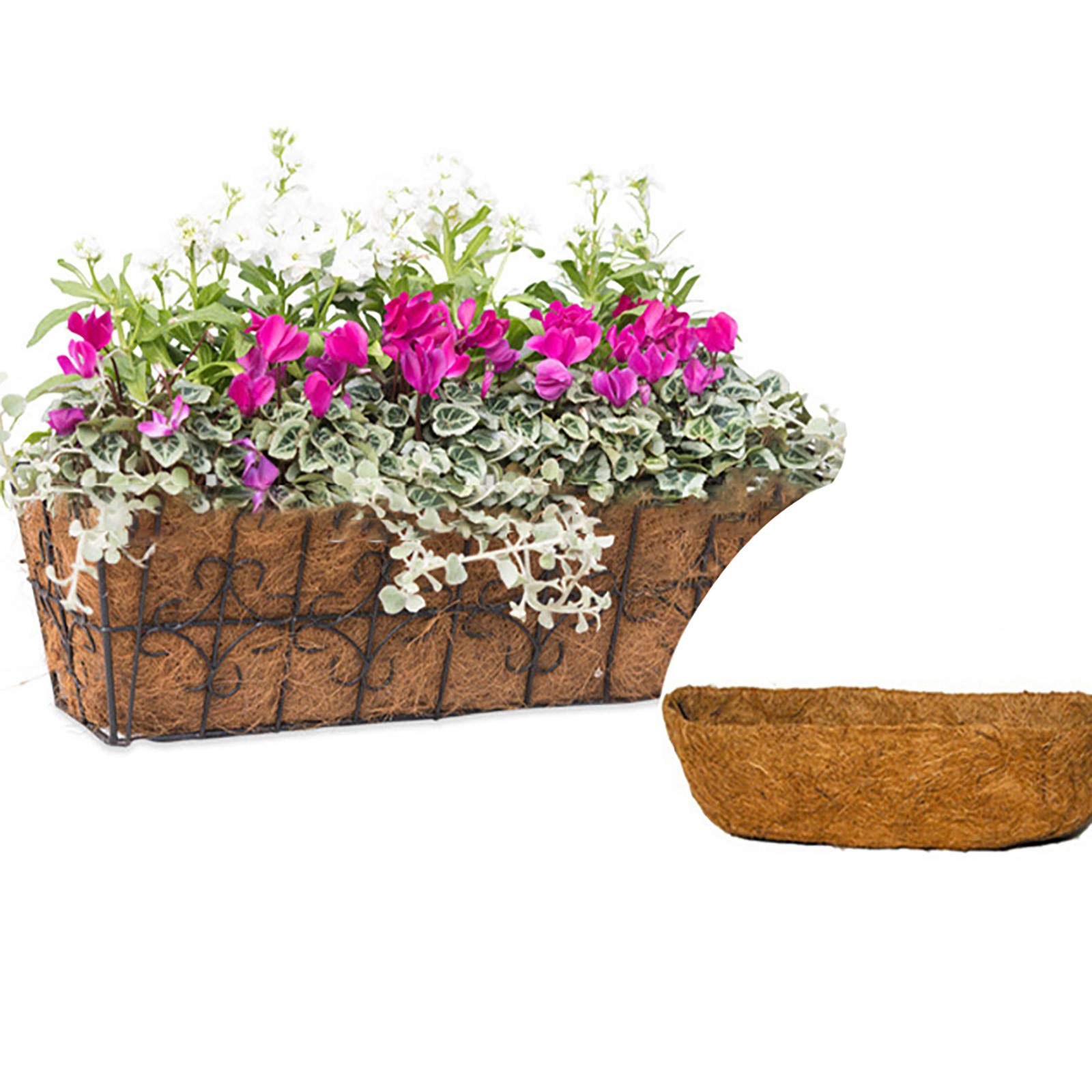 8/10/12/14/16 inch Coco Liner for Hanging Basket, Hanging Basket Coconut Fiber Wall Trough Planter Replacement Liner Natural Coco Liners Planter Outdoor Garden Half Moon Flower Pot (35in)