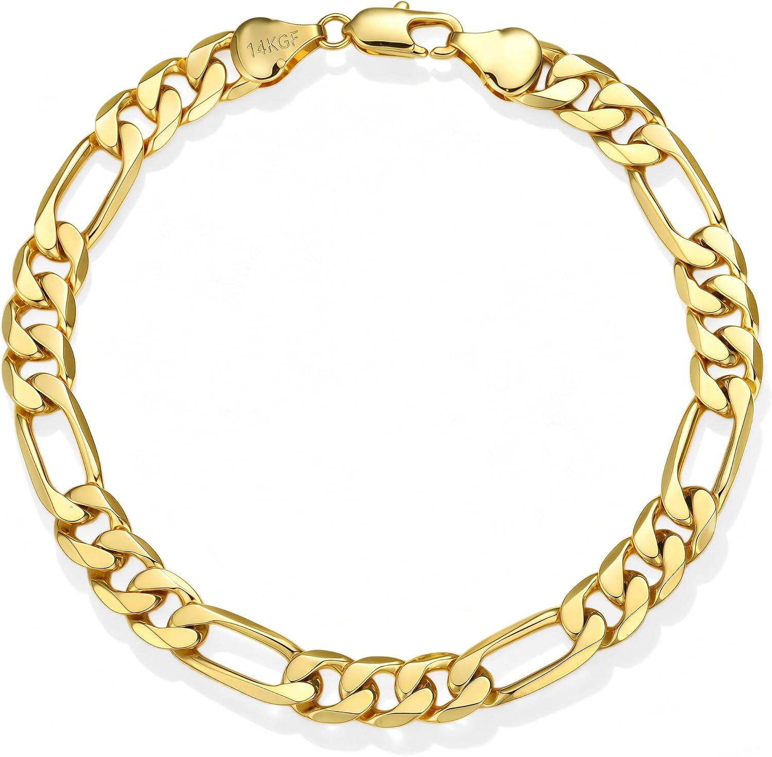 14K Gold Figaro Bracelets for Women & Men 6mm Dainty Diamond-Cut Chain Bracelets for Men Fashion Stackable Hand Chain Gift Waterproof Non-tarnish Jewelry Unisex Lifetime Quality