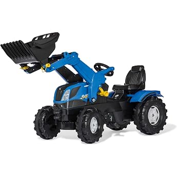 Rolly Toys rollyFarmtrac New Holland f r Kinder von 3-8 Jahre verstellbarer Sitz Fl sterlaufreifen Front- und Heckkupplung 611256 Gro  Blau