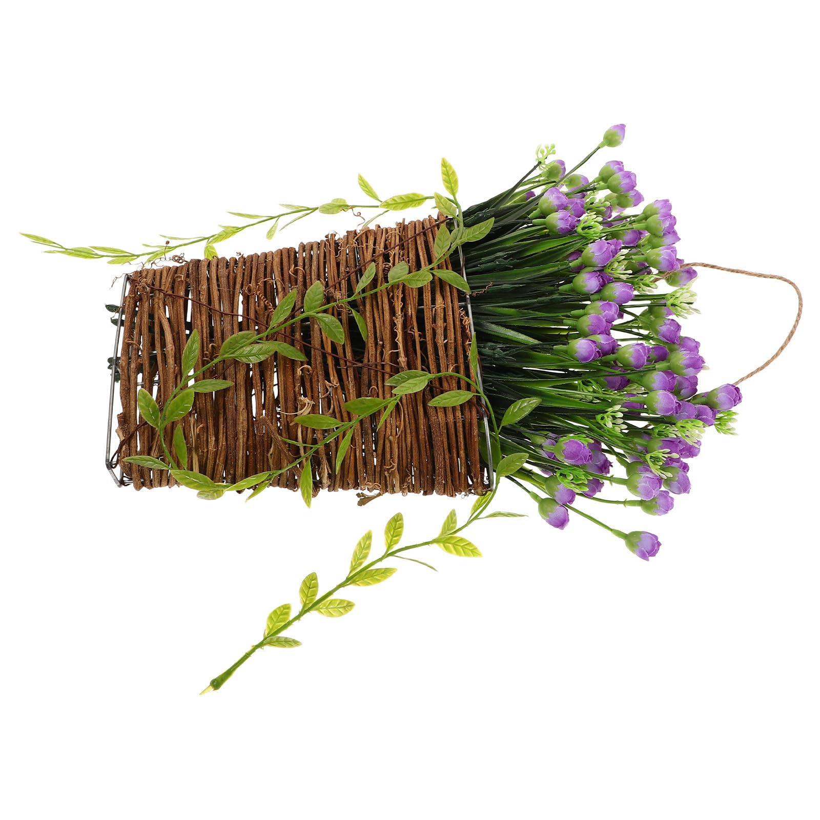 Cesta colgante para puerta con flores de seda que no se marchitan