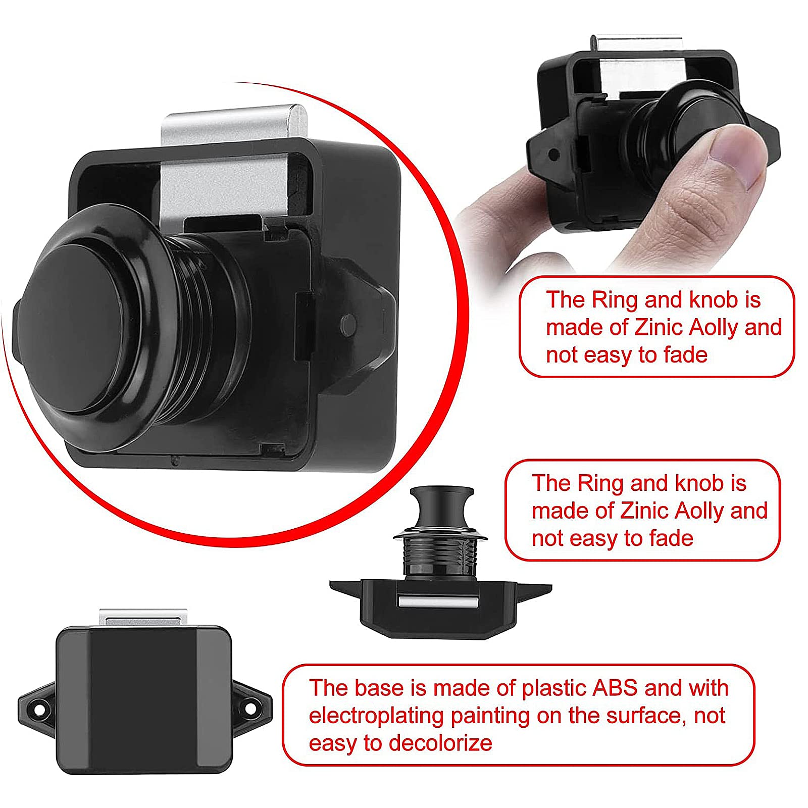 10 Pezzi Chiusura a pulsante, serratura per porta camper, Fit 15-18mm di Spessore RV Barca Van Yacht Porte Camper Caravan Armadio Dell'armadio