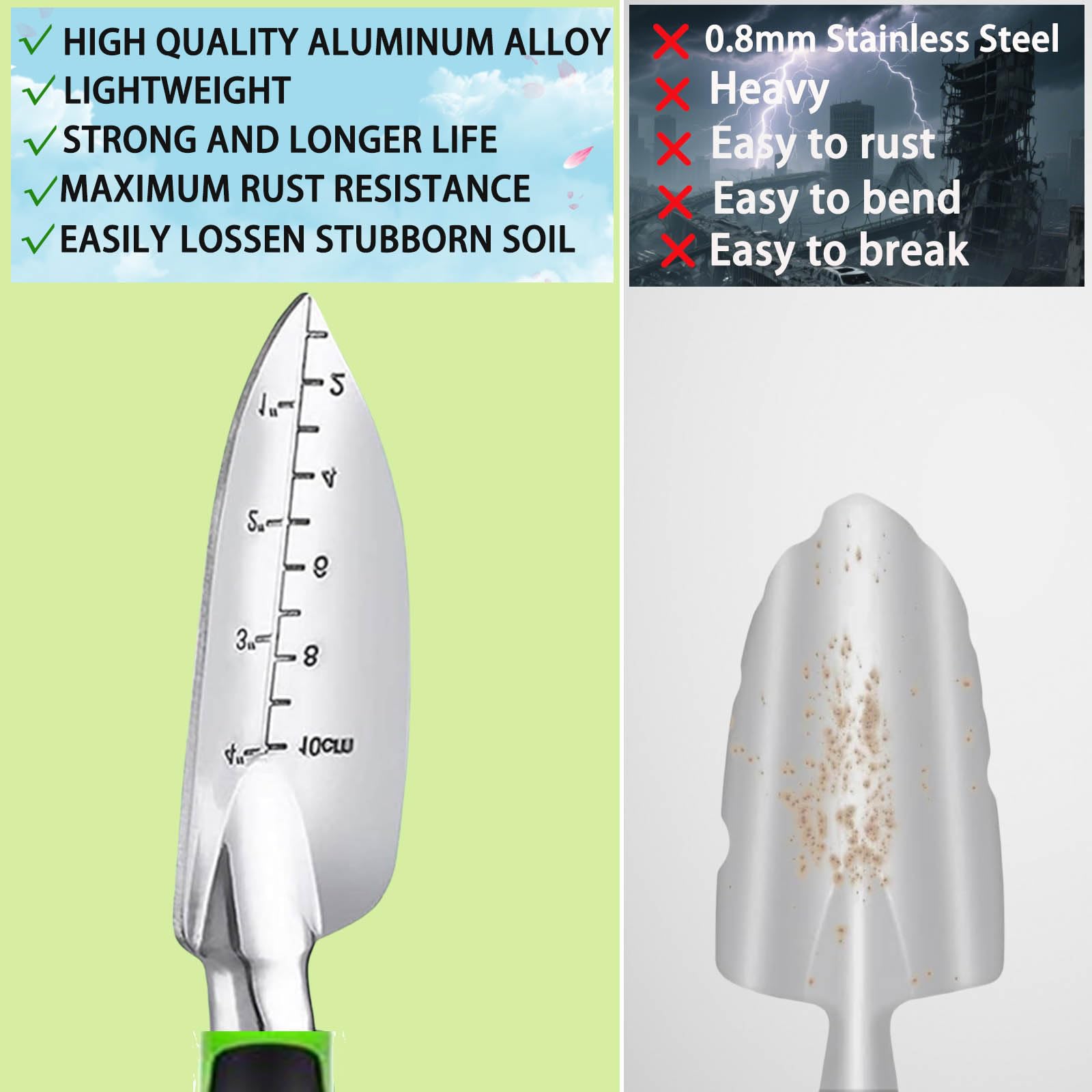 Herramientas de jardín, juego de 7 herramientas manuales de jardinería, juego de regalo de aleación de aluminio ligero a prueba de óxido con bolsa de almacenamiento duradera, mango ergonómico