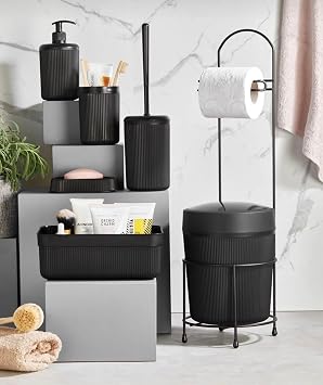 7 Par a Banyo Seti  p Koval  Tuvalet Ka tl  ve F r as  - Kozmetik Kutusu - Di  F r al k - Kat  ve S v  Sabunluklar S YAH