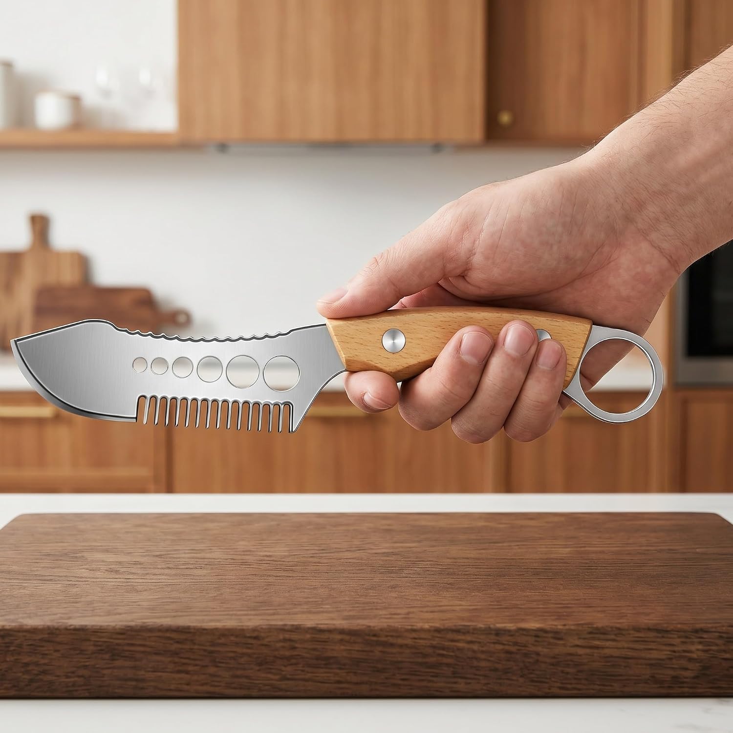 Stainless Steel Onion Shredder with Bottle Opener and Leaf Remover