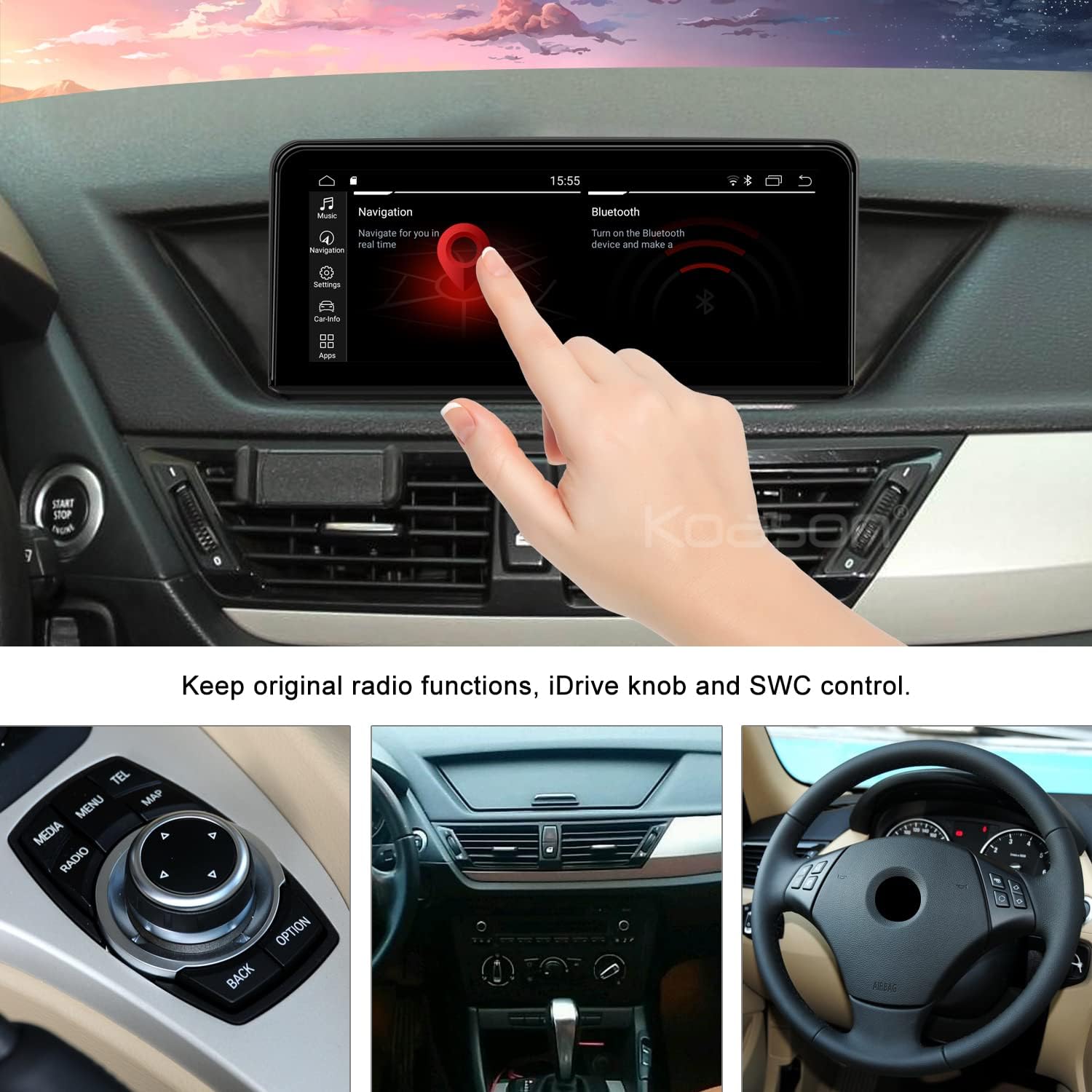 KOASON 10.25inch Screen Upgrade Car Stereo for BMW X1 E84 (2009-2015), Car Radio with Wireless CarPlay Android Auto GPS Navigation
