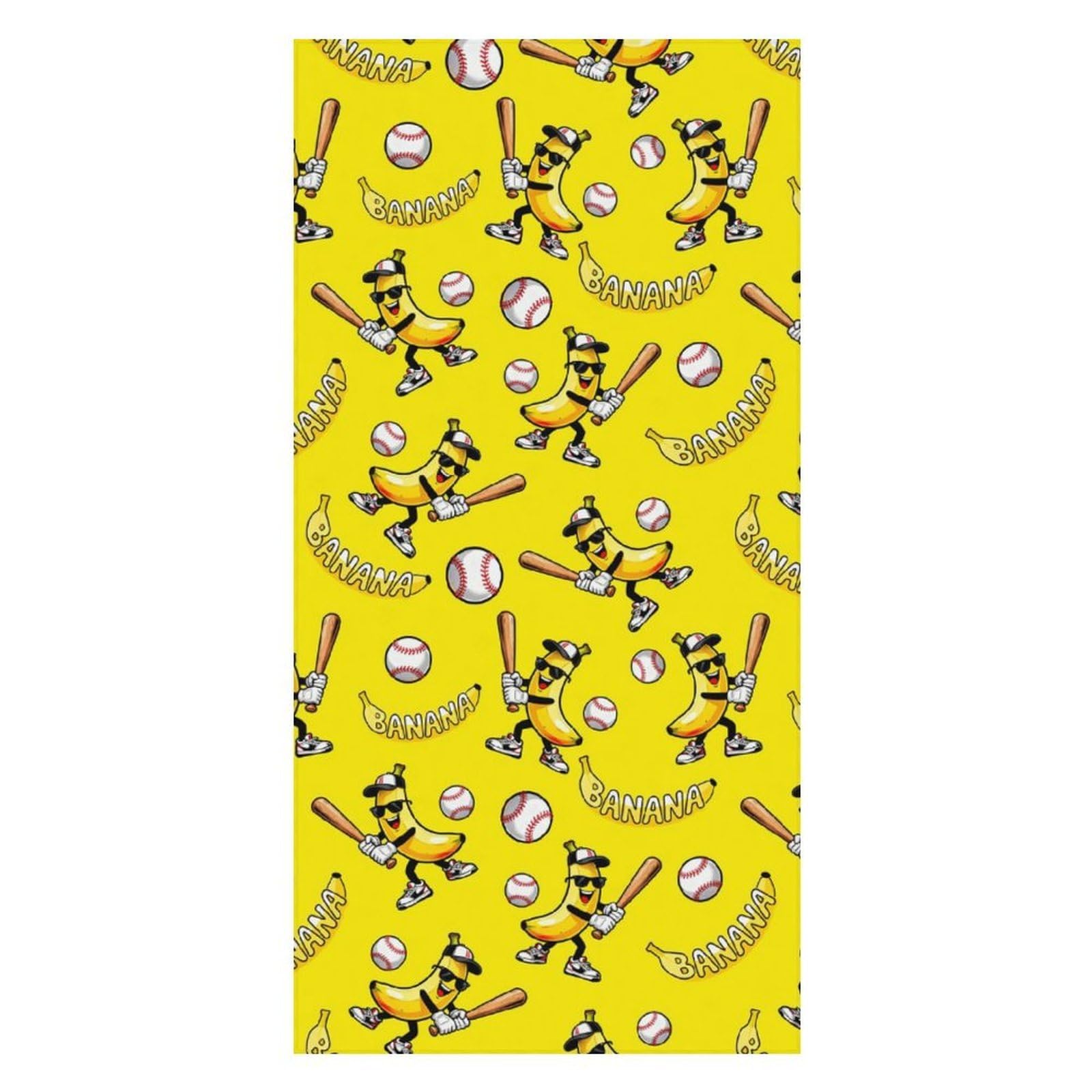 Anceky Bath Towel Quick-Dry Large Banana Baseball Beach Towels Soft Absorbent Bath Towel for Travel Swimming Gym 31 X 63 in