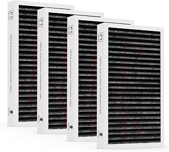F1 4-Pack Carbon H13 HEPA Replacement Filter, Compatible with Filtrete 3M C01 T02 Air Purifier, Odor Removal