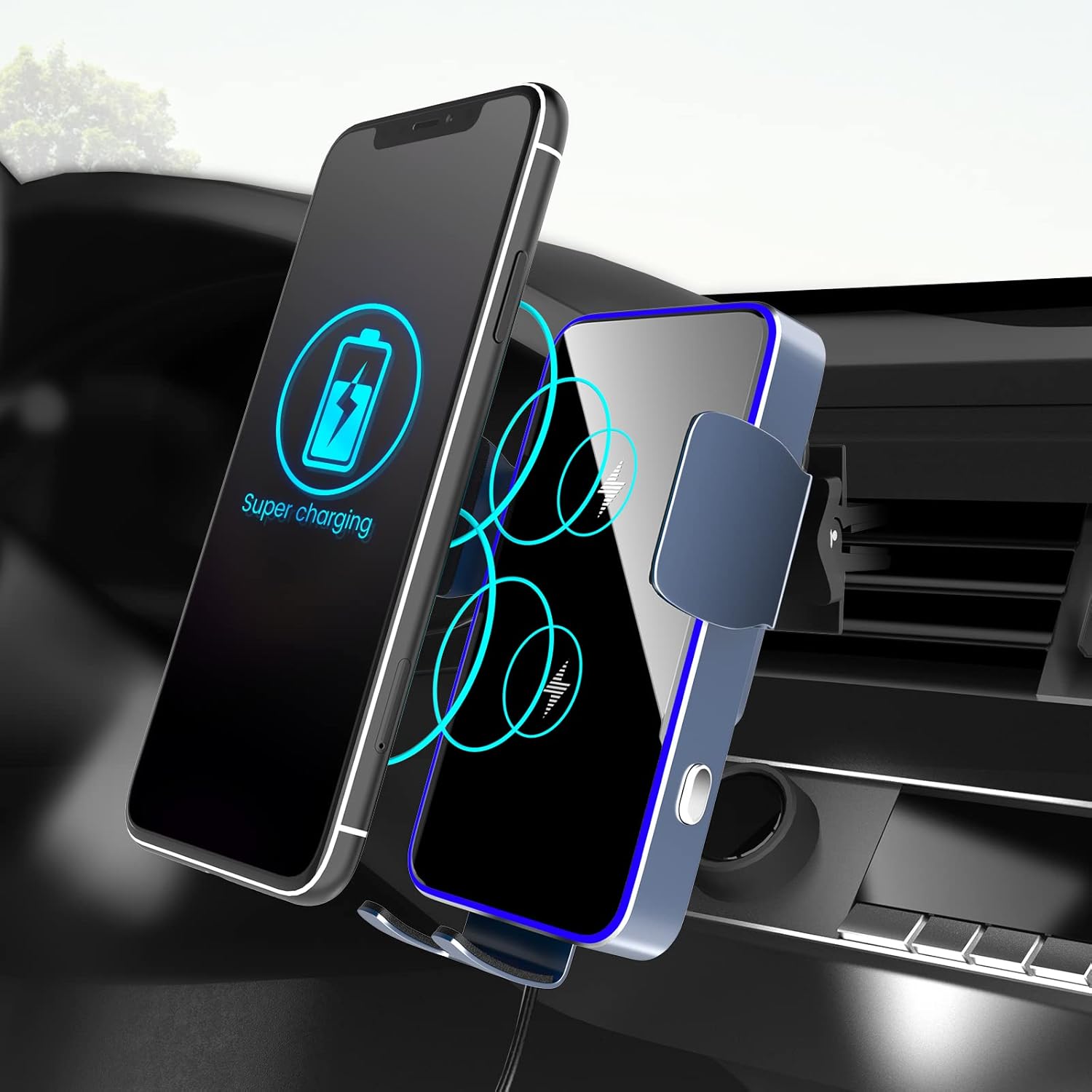 MekedeTech 15W Fast Wireless Car Charger, AutoClamping Car