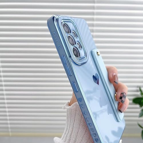 Miniatura 6 de Funda para Galaxy A13 5G, divertida pulsera de felpa con diseño de corazón de amor chapado en 6D, TPU suave, a prueba de golpes, bonita correa de
