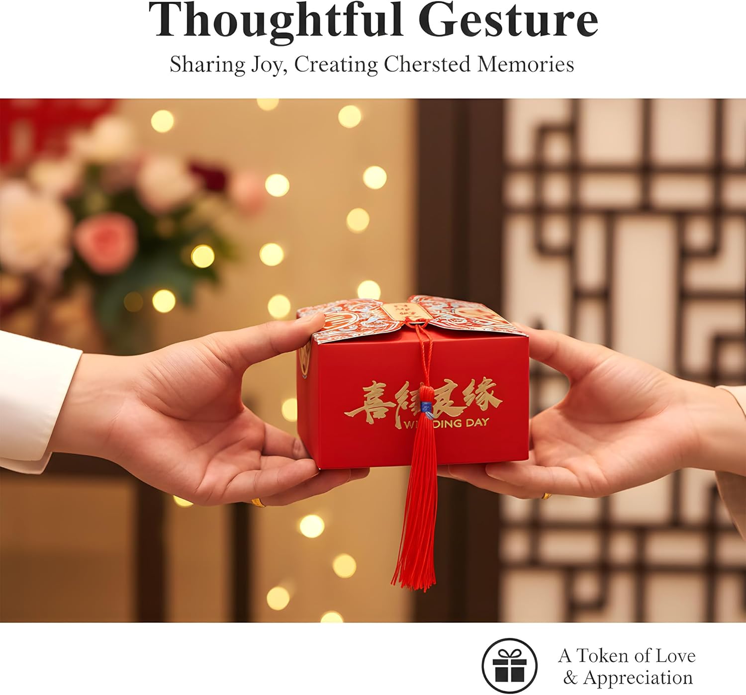 HannaFires 20PCS Chinese Wedding Candy Double Happiness Favor Boxes - Party Favor Souvenir Decoration Box, Creative Square Candy Boxes for Parties, Traditional Style Gift for Guests. Thank-you Gift - Image 5