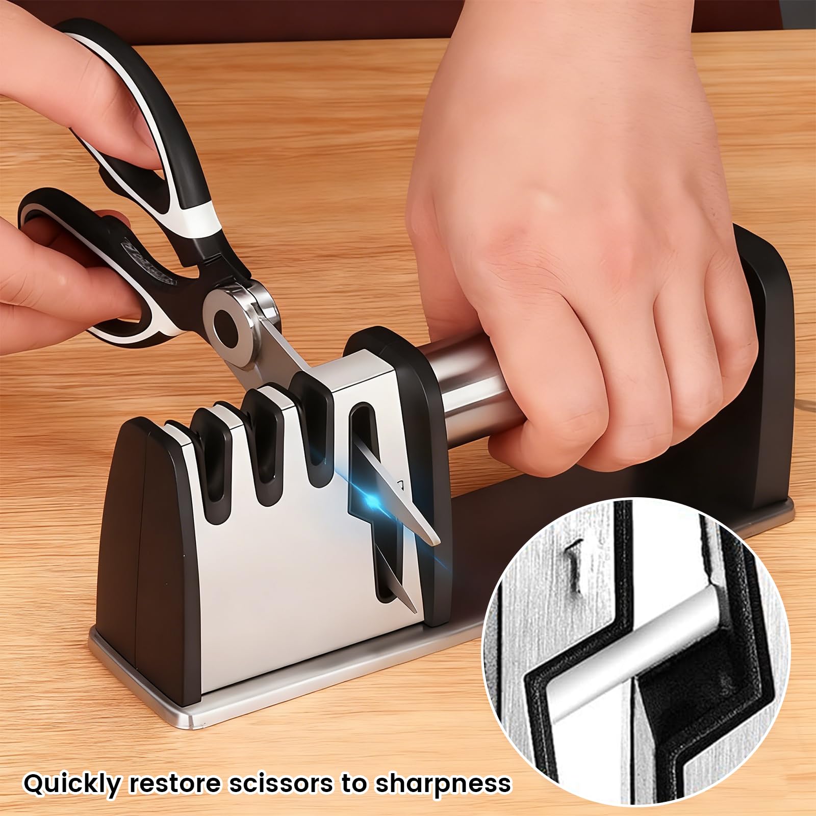 Affilacoltelli Professionale, Affilatore per Coltelli, Affila Forbici, Lima Coltelli, 4 in 1 Affilatore Multifunzione, per Coltelli da Cucina, Coltelli da Lavoro, Forbici