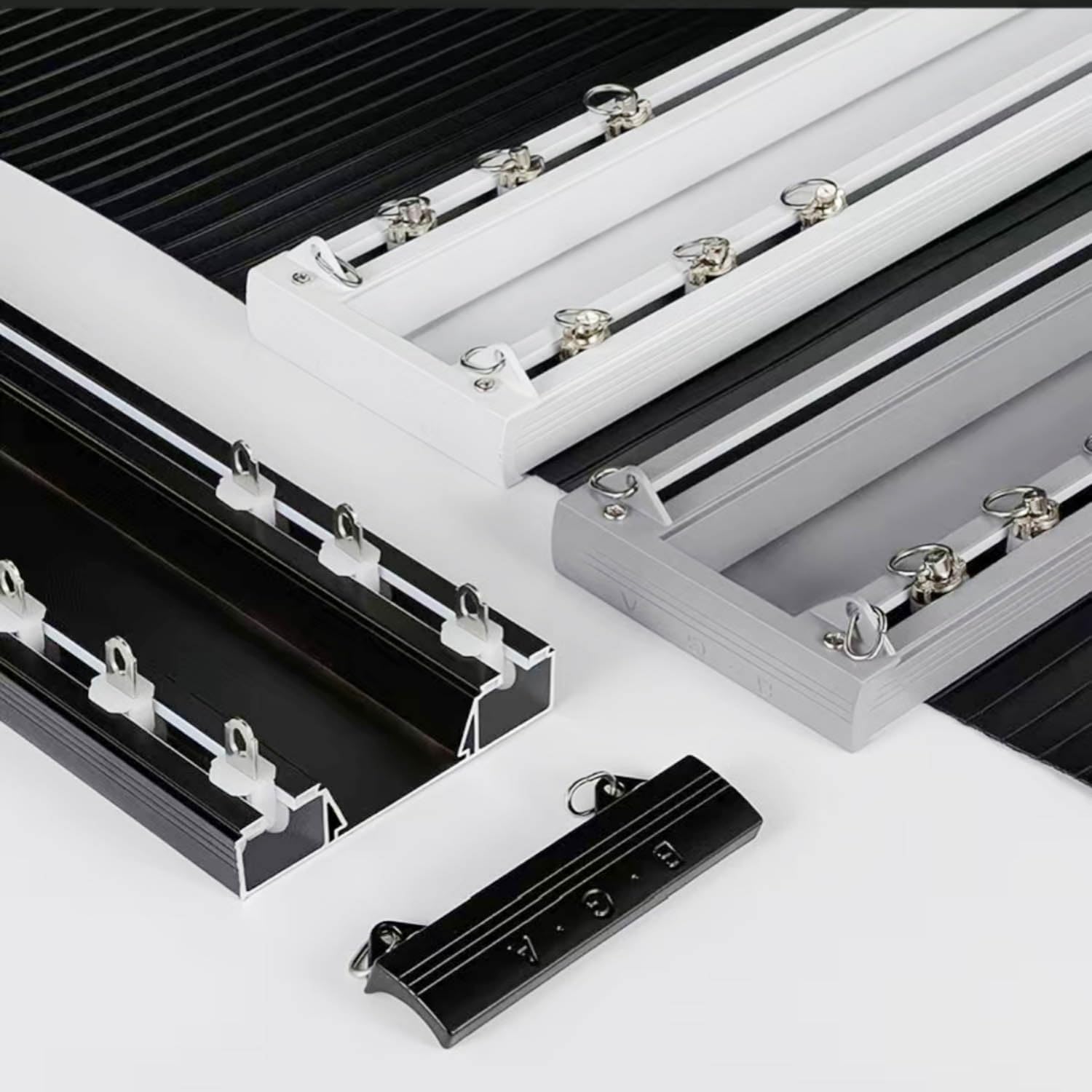 Double Ceiling Track SystemAdjustable 2.4/3.5/4.6m White Rail for Room Dividers Ideal for Bedrooms & Living Spaces (Black 400cm/13ft)