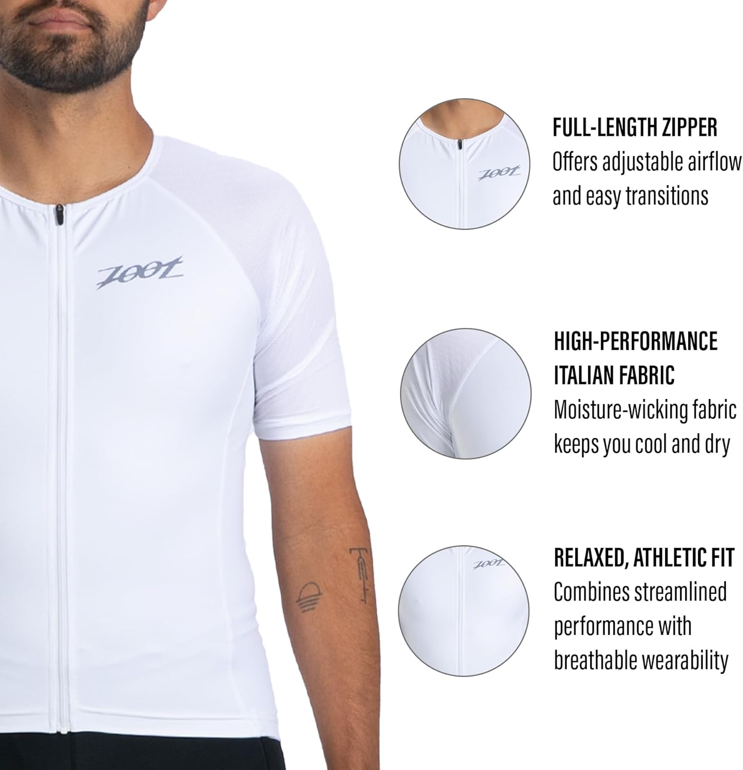 Zoot Men’s Core Tri Aero Jersey, Lightweight, Moisture-Wicking Triathlon Full Zip Top with Storage & UPF 50+ Protection - Image 2