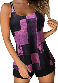 2025 - Trajes de baño tankini para mujer 2024 verano trajes de baño de dos piezas con estampado Sling Swim Tank Top con pantalones cortos Traje de baño de playa Manteles individuales