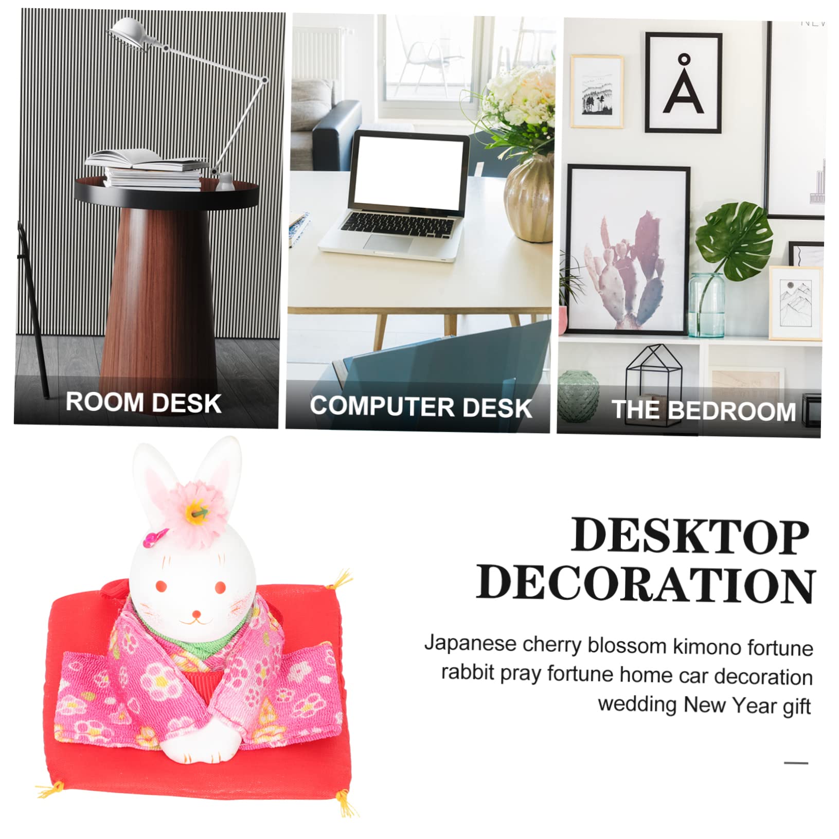 Alipis 5 Pièces Kimono Lapin Chanceux Fortune Lapin Statue Accessoires pour La Maison Bureau Minuscule Statues Mini Figurines Table Décoratif Miniature Animaux