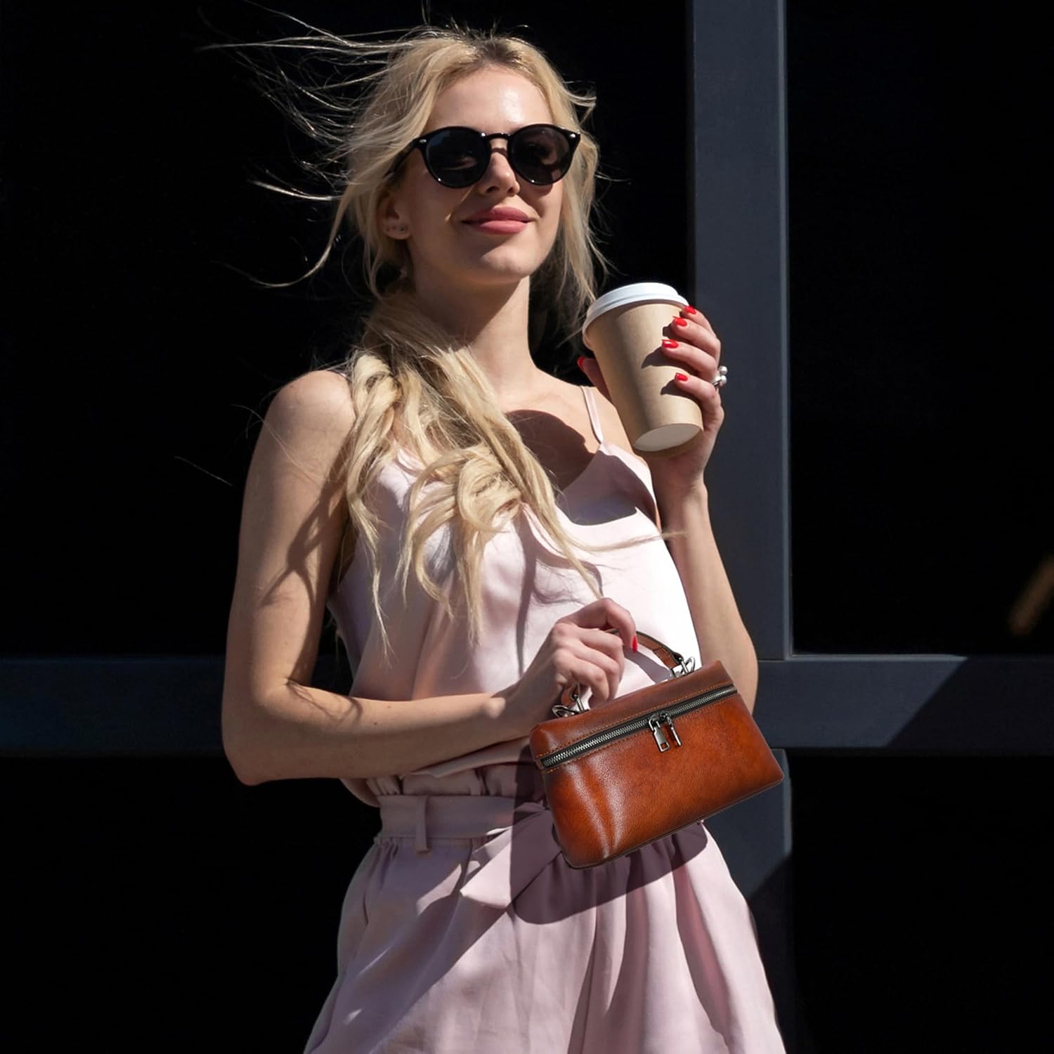 HESHE Leather Crossbody Bags for Women Small Top Handle Bag Women’s Purses and Handbags Travel Purse - Image 3