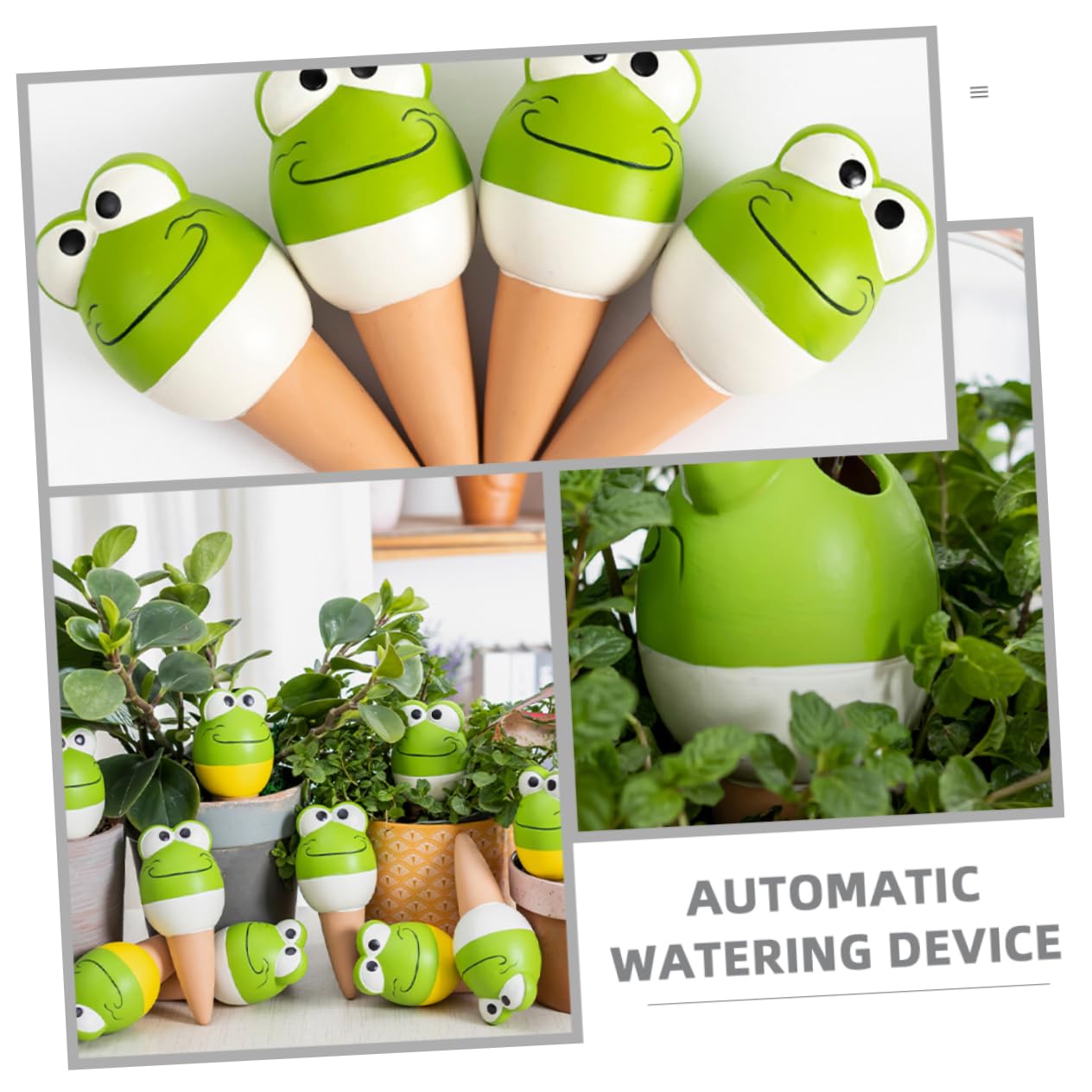Dispositifs D'arrosage Automatique Forme Grenouille Arrosage Automatique en Céramique Lot de 4 140 ML Réutilisable pour Plantes en Pot pour Pot de Fleurs