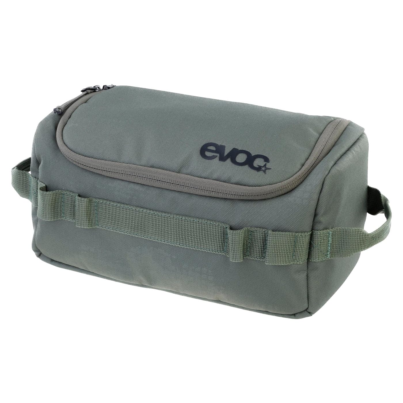 EVOC WASH BAG Torba na kosmetyki, kosmetyczka na co dzień w podróży (przegródki organizacyjne z indywidualnym podziałem przestrzeni, wyjmowane lusterko, torba na kosmetyki z zawieszką), ciemnooliwkowa