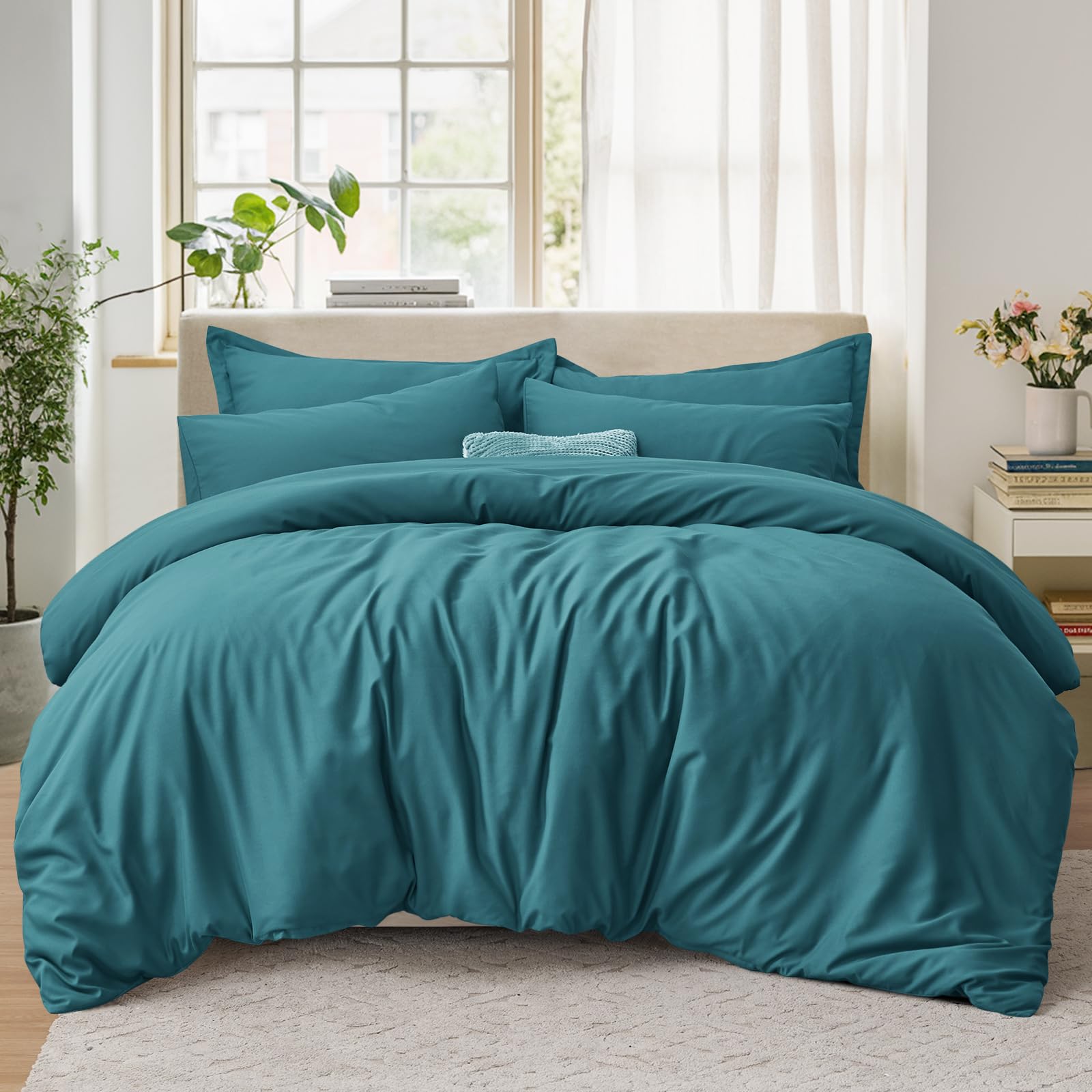 Tifschlaf King Size Duvet Cover Sets - Kingsize Bedding Set with 2 Pillowcases - Ultrasoft Brushed Microfiber Quilt Bed Cover with Zip Fastening, Teal (230x220)