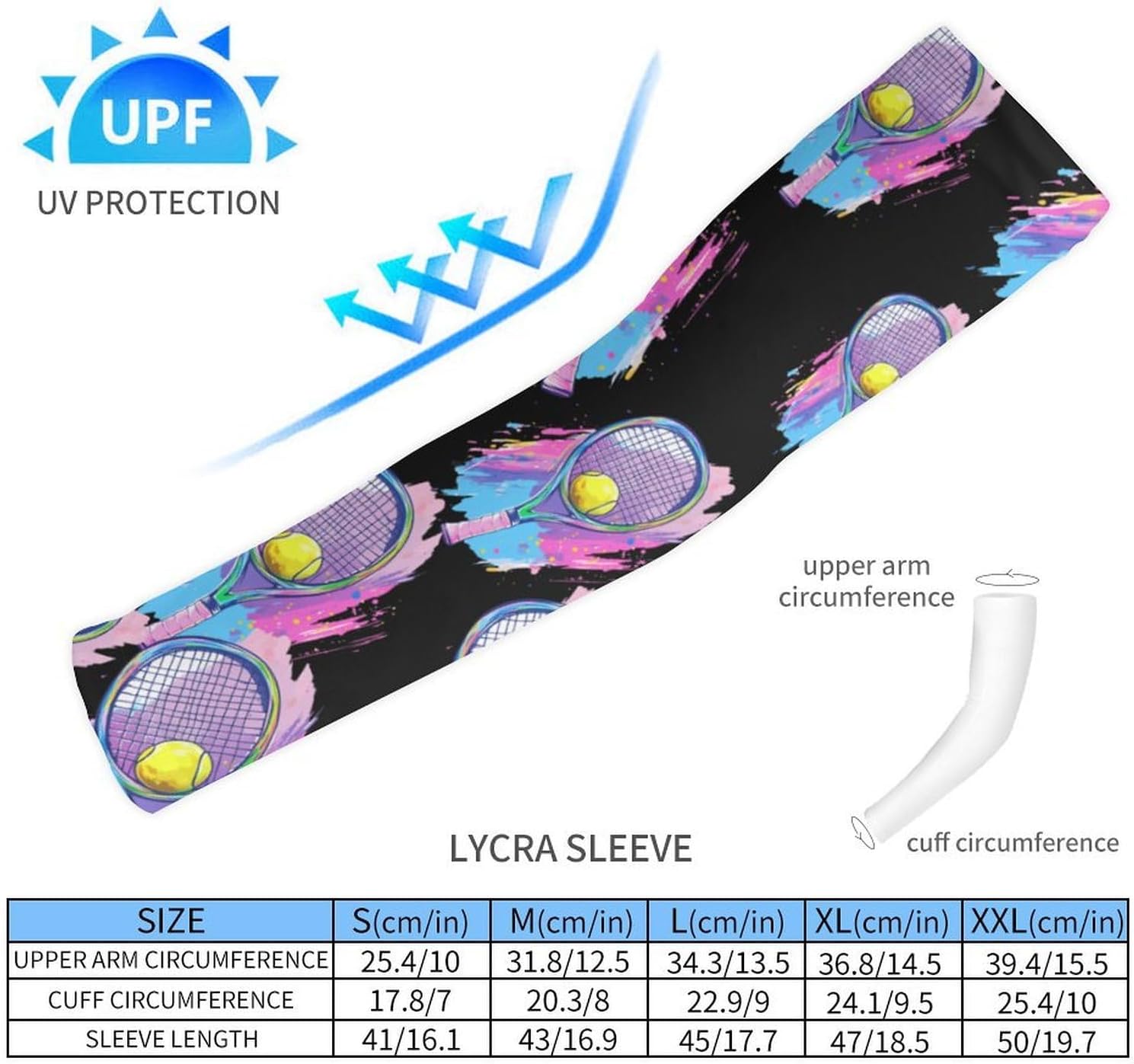 Tie-dye Tennis Arm Sleeves Sun Protection Sleeves Sports Cooling Arm Compression Sleeve for Men Women