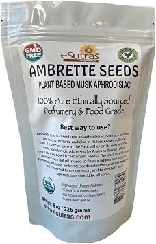 Ambrette Seed, Musk Scent Abelmoschus Moschatus Vegan Botanical Natural Cruelty Free Deer Musk Grind Seed to Release Aroma 8 oz
