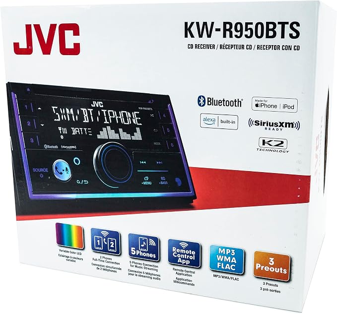 Receptor Auto Bluetooth JVC KW-R950BTS USB LCD miniatura 7