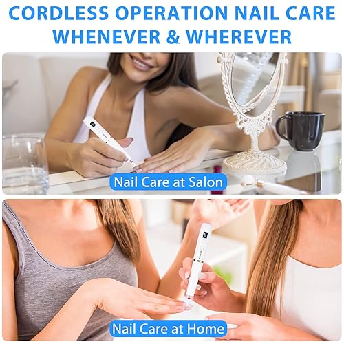 Miniatura 7 de Taladro de uñas eléctrico inalámbrico con anillo de luz de 360, kit de lima de uñas portátil para acrílico, uñas de gel, kit de manicura portátil