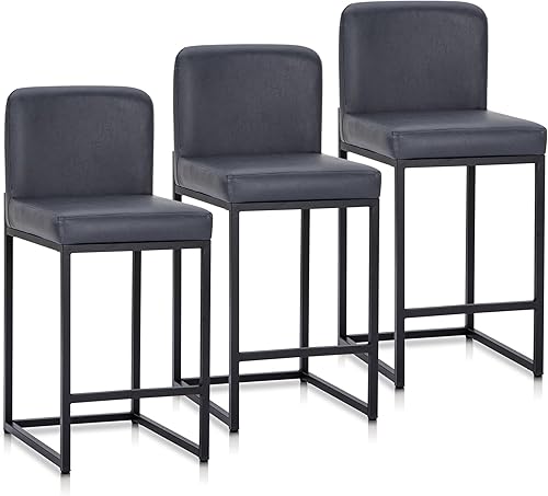 Miniatura 17 de Juego de 2 taburetes de bar de altura de mostrador de color blanco cremoso de 24 pulgadas, modernos taburetes de bar dorados con respaldo tapizado