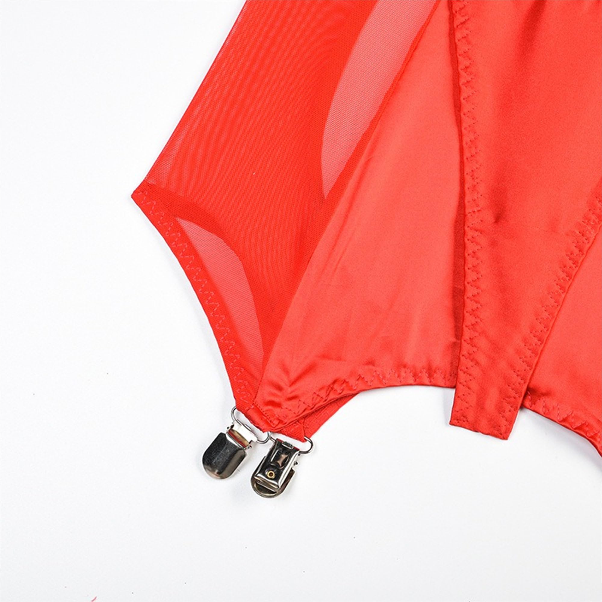 Bragas y sujetador sexy de corte para mujer, conjunto de lencería de cintura alta, conjunto de lencería transparente con liga y 4 pinzas de metal