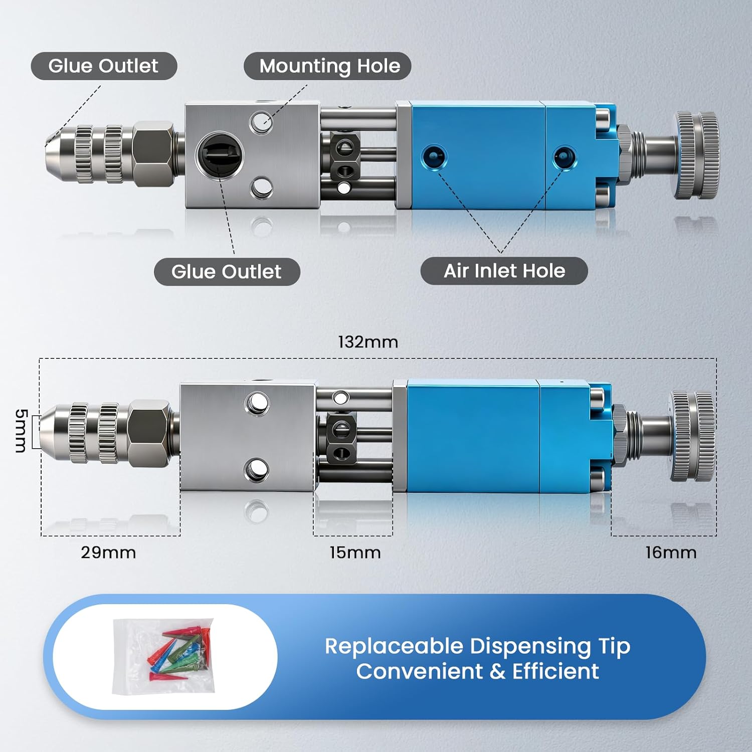 NEWTRY Automatic Digital Glue Dispenser System Time Setting Controller Kit+Stainless Steel Pressure Tank(Customizable)+Thimble Adjustable Dispensing Valve