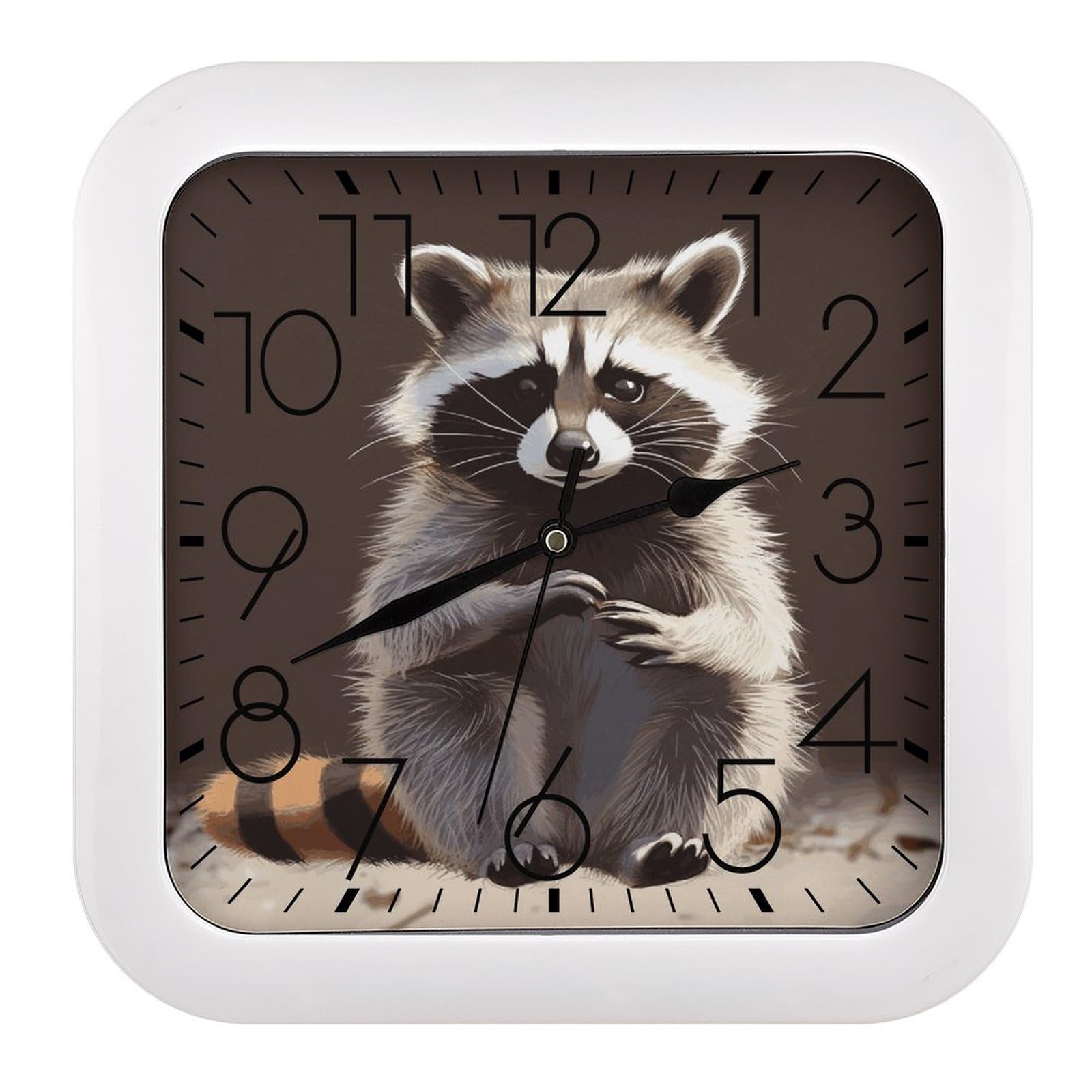 Horloge murale carrée raton laveur pour une décoration de chambre d'enfant