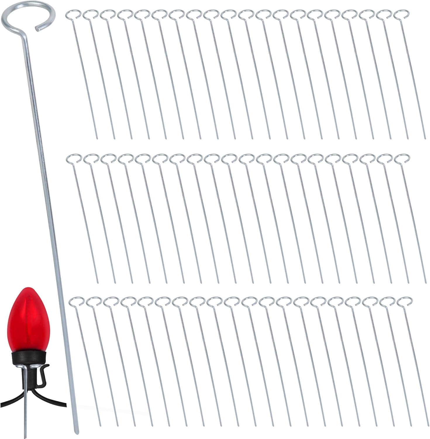 60Pcs 12 Inch Metal Christmas Light Stakes Christmas Yard Lights Stakes Metal Light Stakes for Christmas Lights Yard Lawn Light Stakes for C7 and C9 Ground Stakes for Christmas Lights