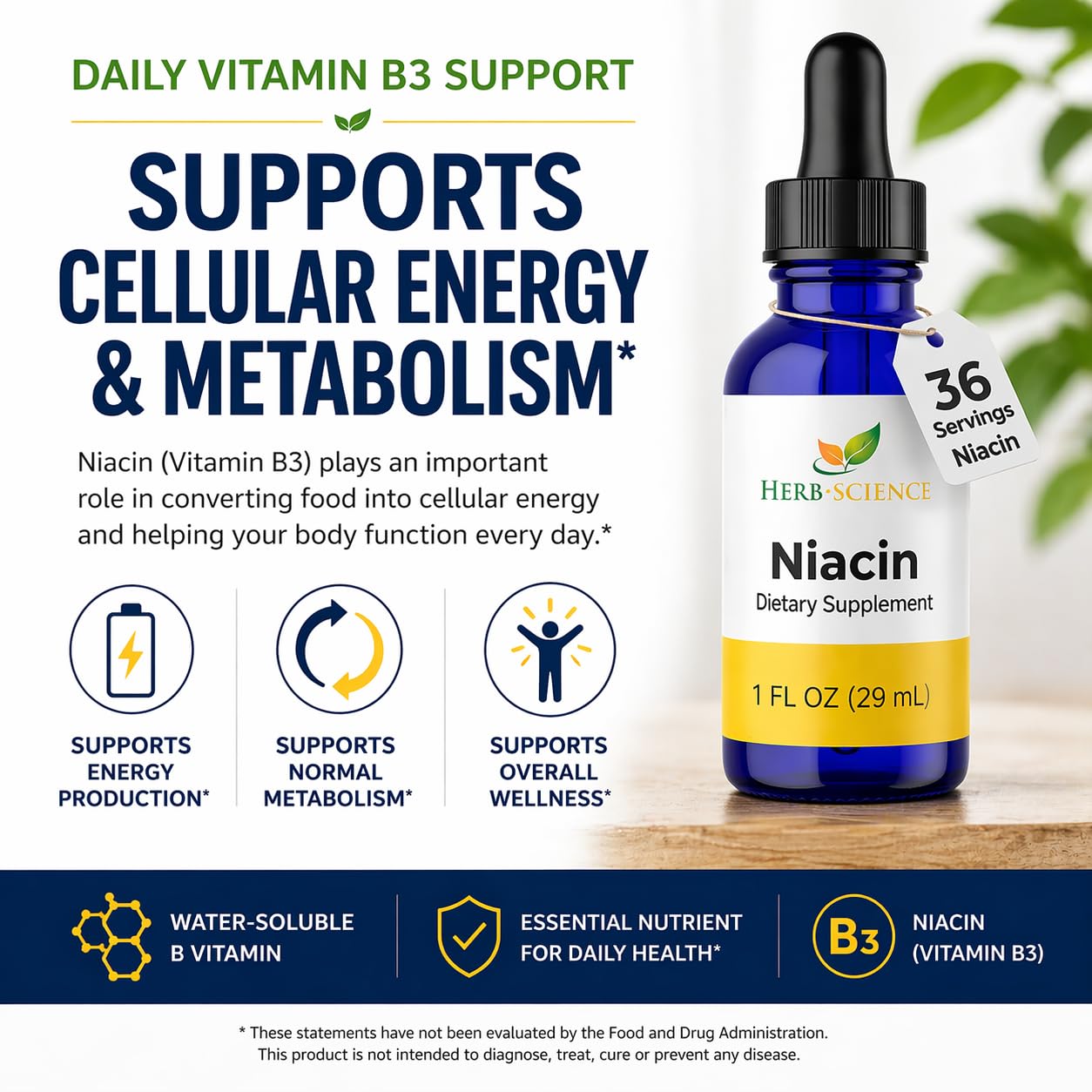 Liquid Vitamin B3 Niacin Drops, Alcohol-Free, 1 Oz — Amazon image 3