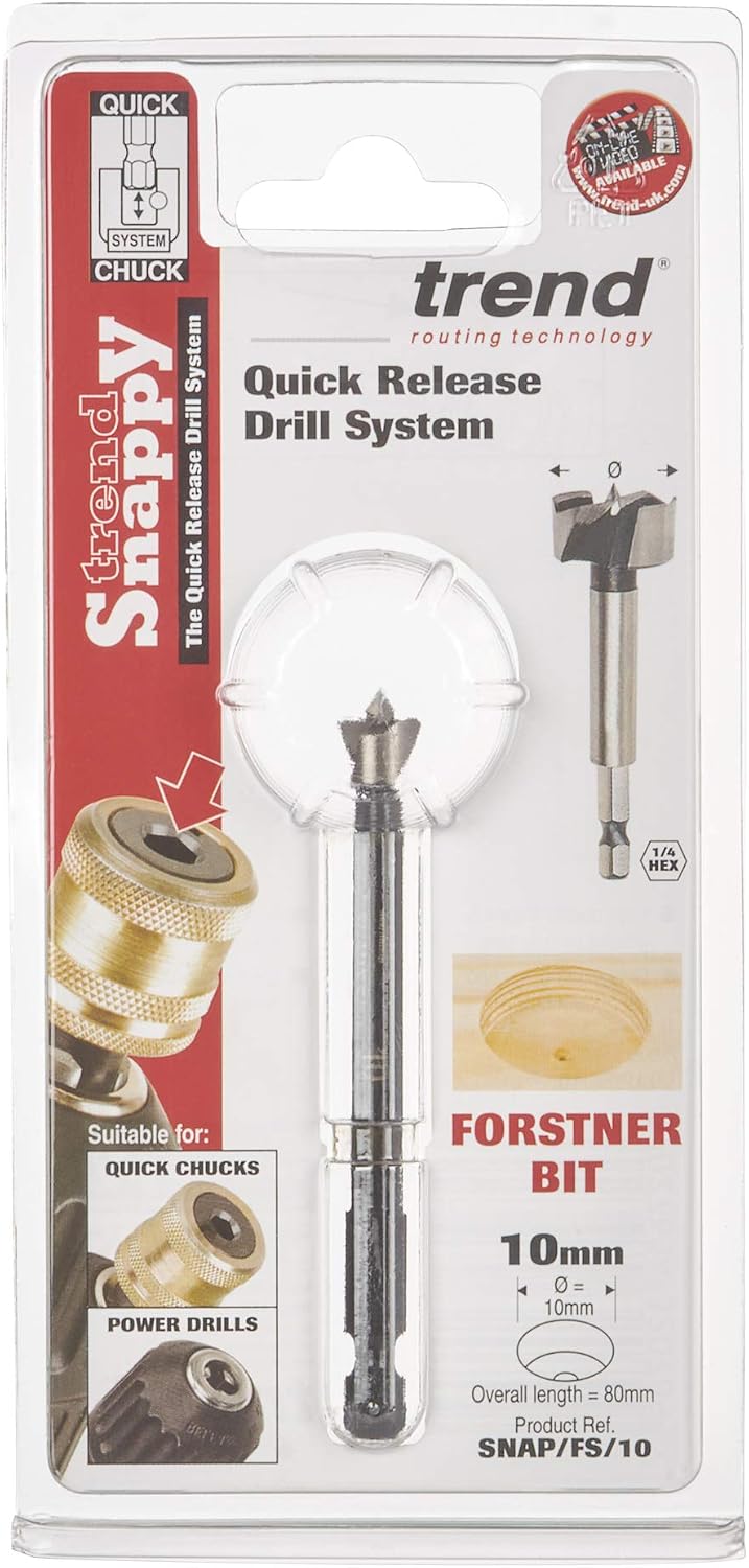 Trend Snappy TCT 15mm Forstner Bit for Glass, Porcelain, Tile & Mirrors, Tungsten Carbide Tipped, SNAP/FS/15