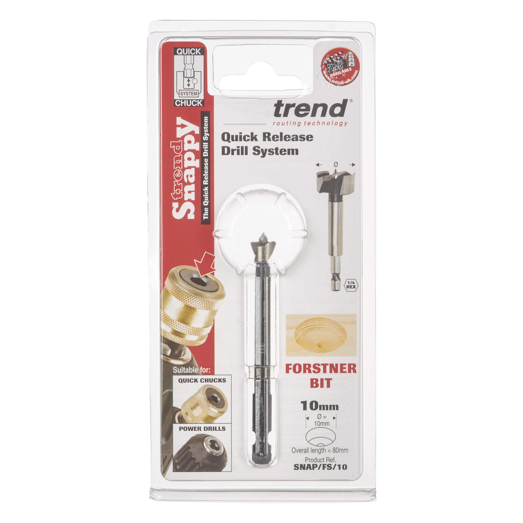 Trend Snappy Broca Forstner de 15mm para Vidrio, Porcelana, Azulejo y Espejos, metal duro (TCT), SNAP/FS/15