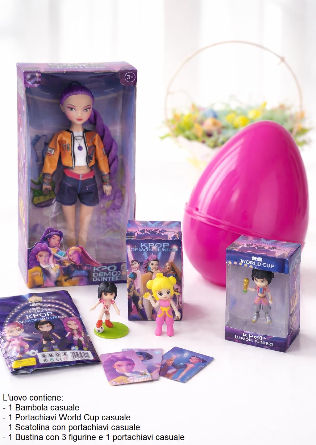 Uovo di Pasqua Contenitore a Tema Pop Cacciatrici di Demoni – Idea Regalo di Pasqua per Fan della Musica Coreana – Include Gadget, Giocattoli e Accessori