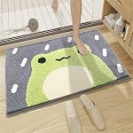 Ankah Bath Mat Cute Shower Rug, Luxury Shaggy High Absorbent and Anti Slip, Machine Washable Fit for Bathtub, Shower and Bath Room, 17.71"x 25.59", Little Frog